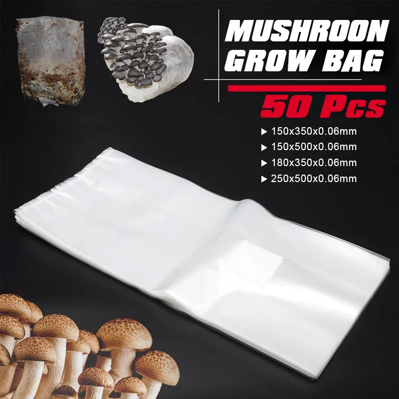 Grow Bags - ถุง Grow เห็ดพีวีซี50ชิ้นวัสดุวางไข่วัสดุ Grow อุณหภูมิสูงวัสดุสวนที่ปิดผนึกไว้ล่วงหน้า