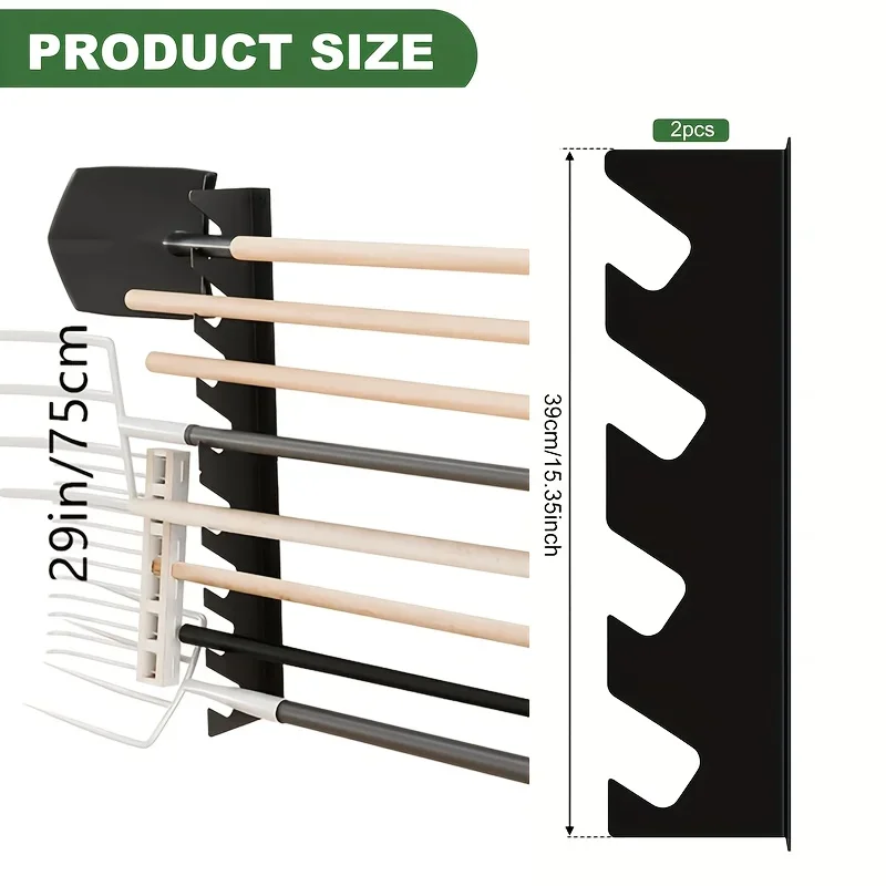 Gardening Tools Rack - ที่แขวนอุปกรณ์ทำสวนโลหะแบบหนาพิเศษ พร้อมที่เก็บพลั่วและคราด ติดผนัง จัดระเบียบอุปกรณ์ในโรงรถ รุ่น DDPNKL