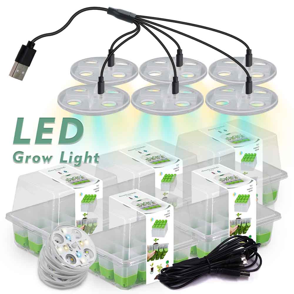 Gardening Tools Box - LED Grow Light Seedling Starter ชุดถาดโปร่งใสในร่มสวนเรือนกระจกดอกไม้พืชเนอสเซอรี่การงอกกล่อง