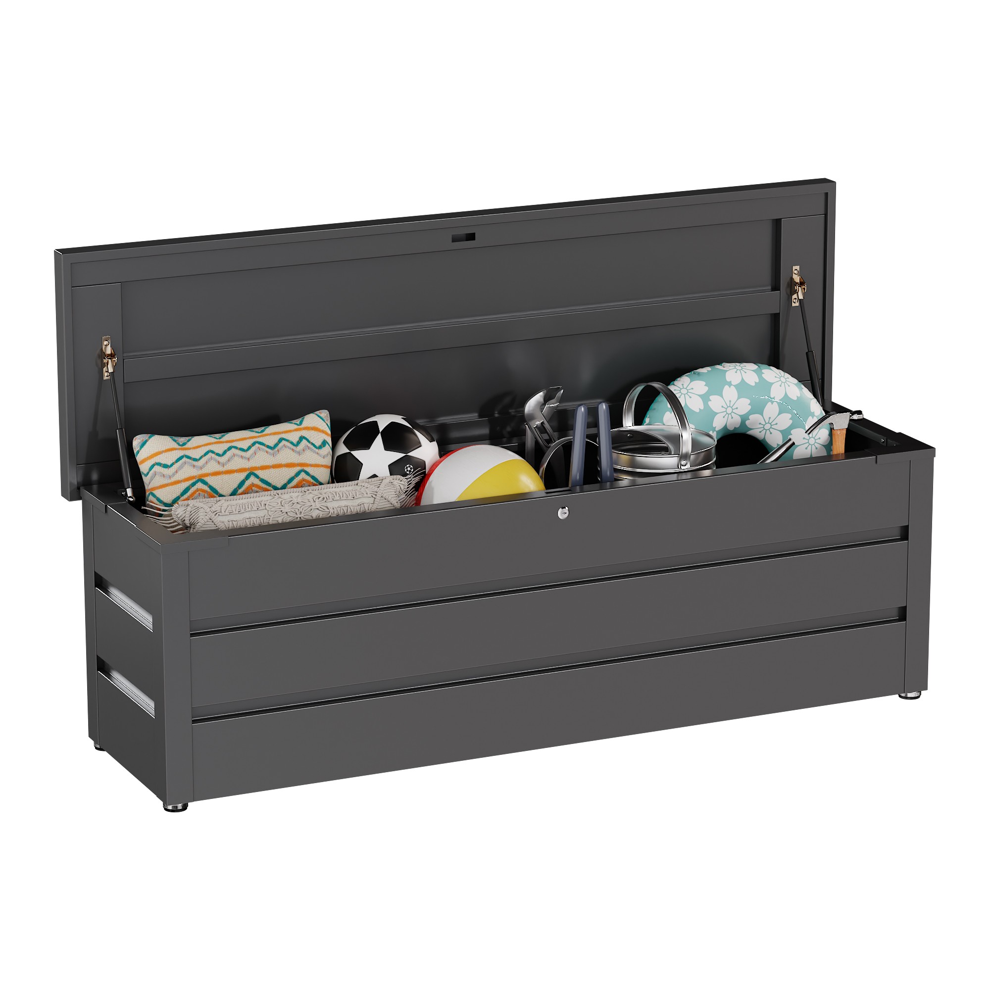 Gardening Tools Box - กล่องเก็บของกลางแจ้งแบบประกอบง่าย เป็นมิตรกับสิ่งแวดล้อม กันน้ำ โครงเหล็กชุบสังกะสี สำหรับจัดเก็บอุปกรณ์ในสวนหรือลานบ้าน