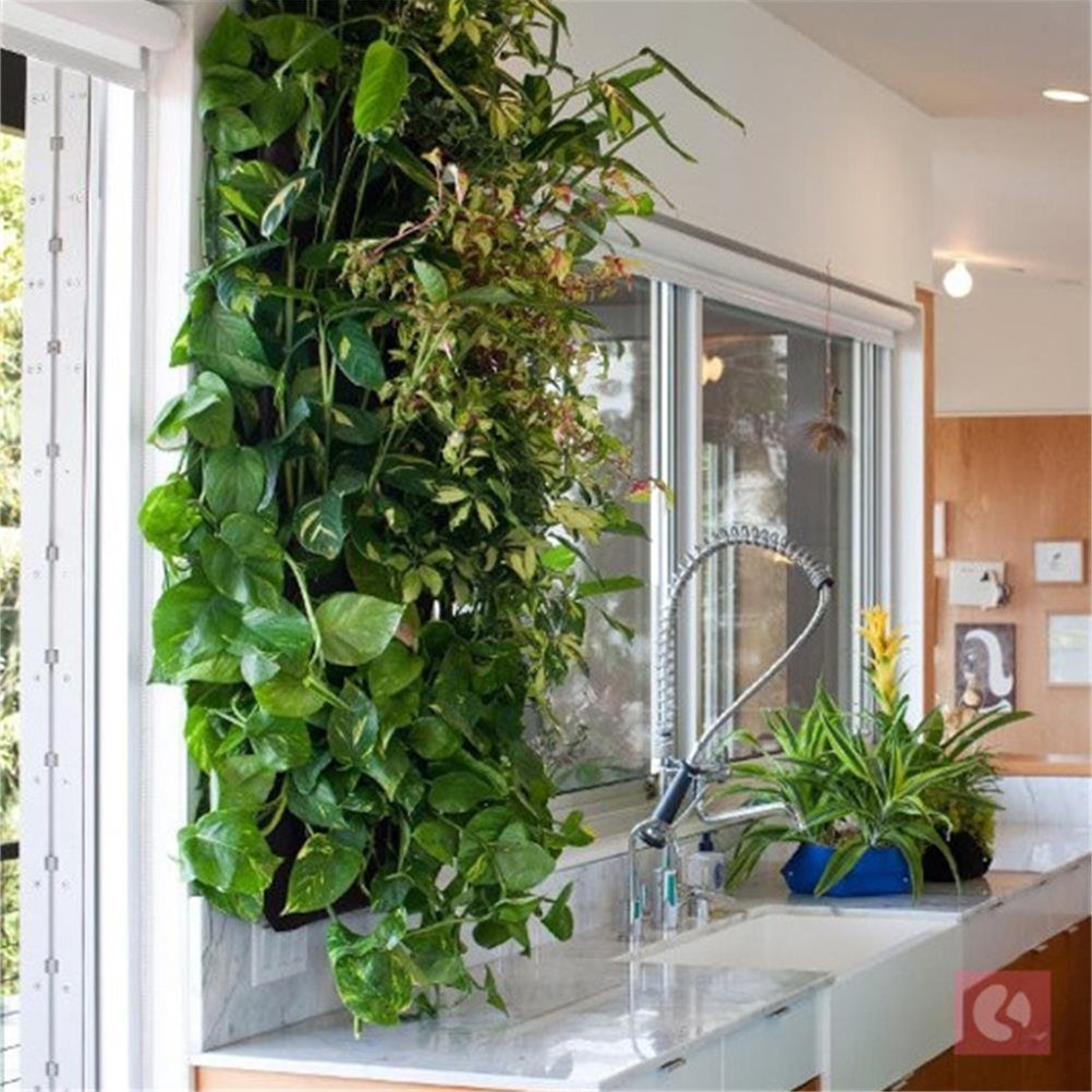 Grow Bags - กระเป๋าแขวนผนังสำหรับปลูกต้นไม้ 1 ชิ้น ทำจากผ้าสักหลาด แบบแนวตั้ง 12