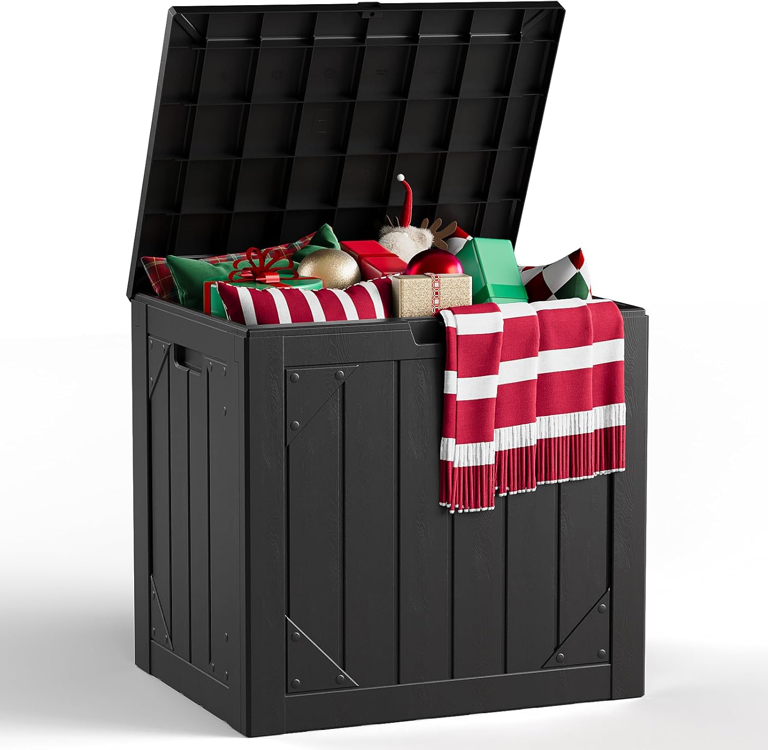 Gardening Tools Box - กล่องเก็บของกลางแจ้งขนาด 30 แกลลอน พร้อมที่นั่ง กล่องเก็บของทำจากเรซิ่นกันน้ำ สำหรับเก็บเบาะรองนั่งและอุปกรณ์ทำสวน