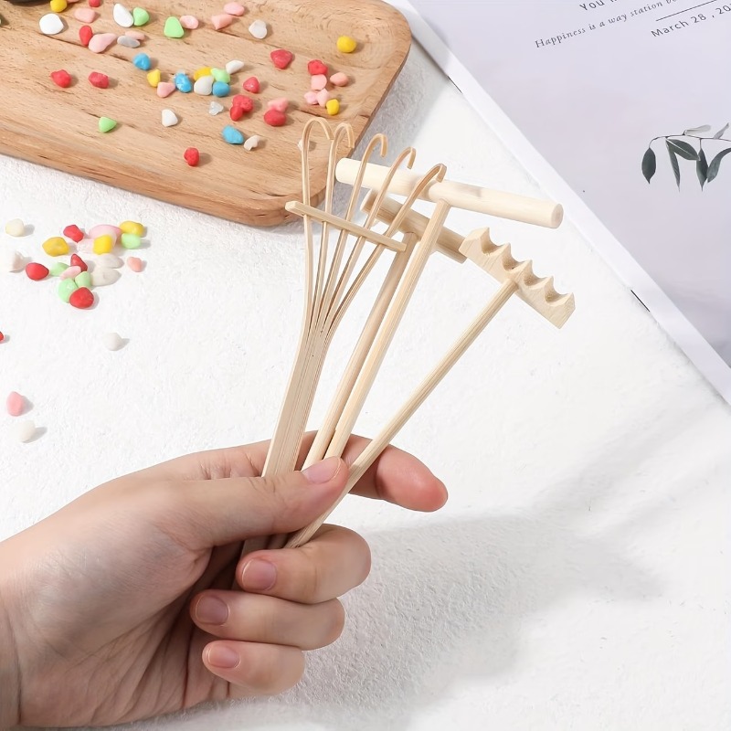 Gardening Tools Combo - 2026New ชุดคราดสวนเซนขนาดเล็ก 6 ชิ้น/เครื่องมือไม้สำหรับงานศิลปะทราย/สวนหิน/ตกแต่งบ้าน/ทนทาน 5.5X1.5 นิ้ว