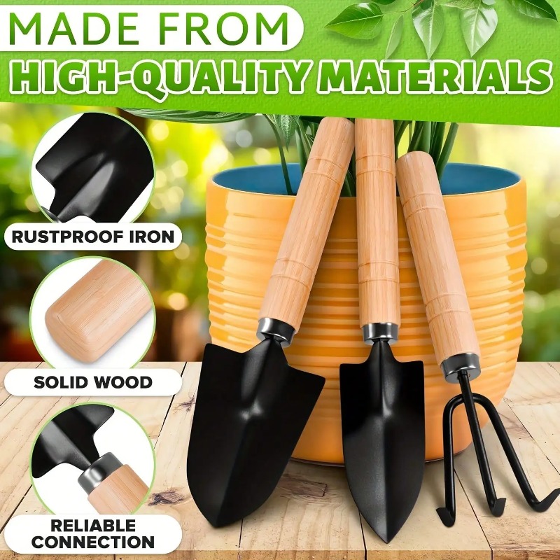 Gardening Tools Spade - ชุดเครื่องมือทำสวนขนาดเล็ก 3 ชิ้น/1 ชุด ชุดเครื่องมือทำสวนแบบพกพาพร้อมด้ามจับ พลั่ว