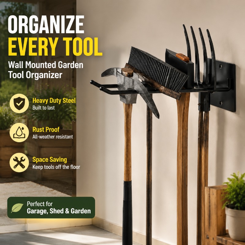 Gardening Tools Spade - ชั้นวางอุปกรณ์ทำสวนแบบติดผนัง แข็งแรง ทนทาน สำหรับจัดเก็บจอบ พลั่ว และอุปกรณ์อื่นๆ