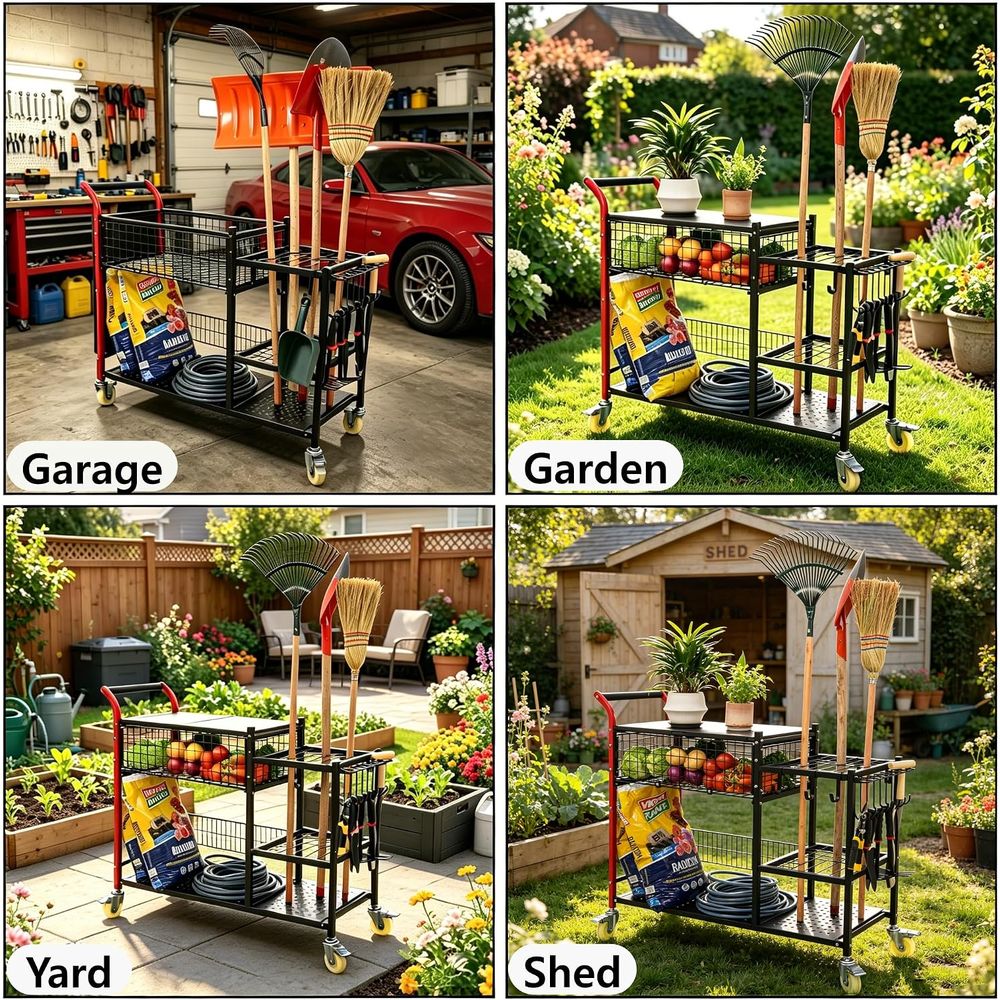 รถเข็นสวนอเนลอีลี 3-in-1: สถาน - Gardening Tools Rack บทวิจารณ์และราคา