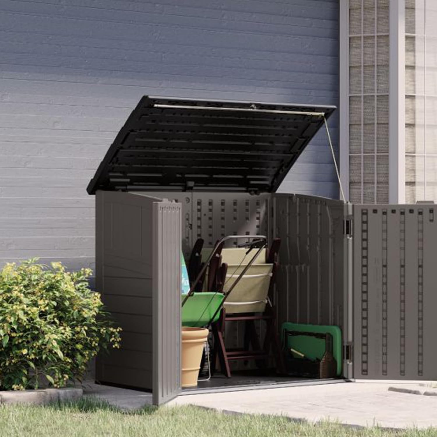โรงเก็บของกลางแจ้งสำหรับสวนหลั - Gardening Tools Box บทวิจารณ์และราคา